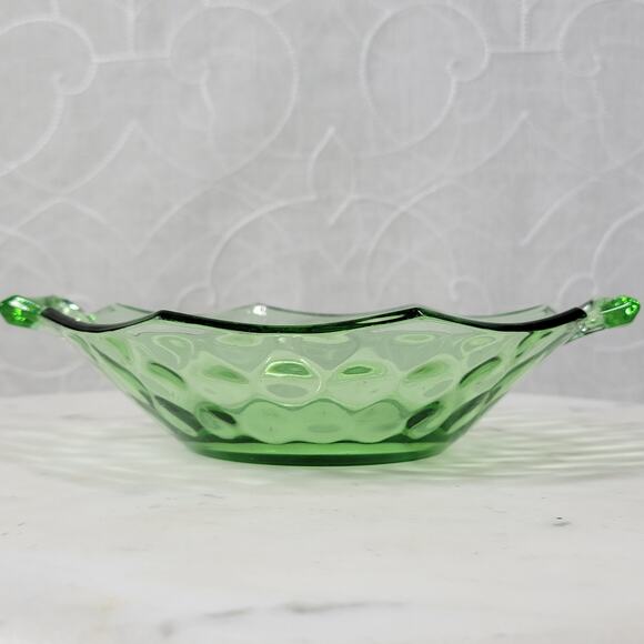 VTG Heisey Octagon Dish 7" Moonbeam Green Candy Bowl Green Trinket Vanity Handle - Picture 4 of 16